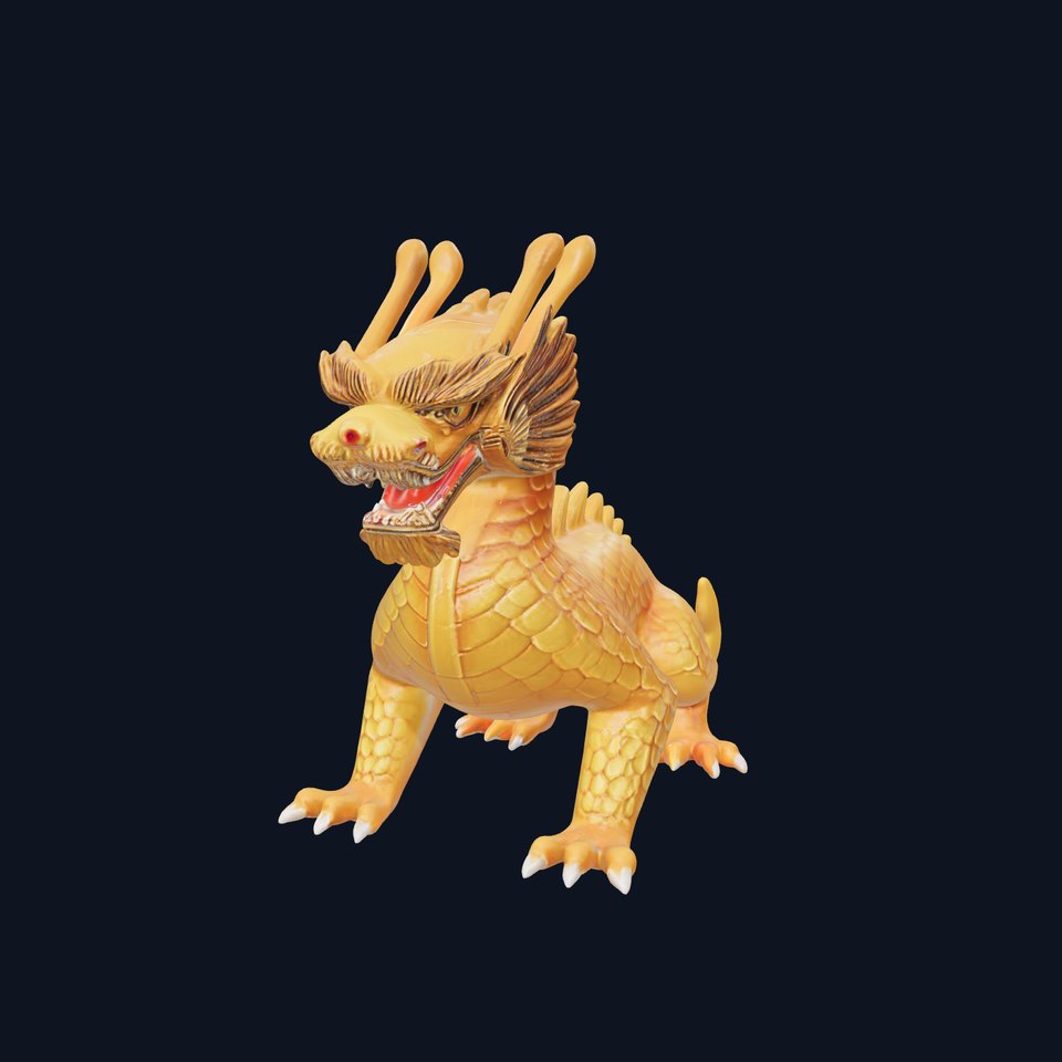 Golden Dragon Sculpture D Model Pack